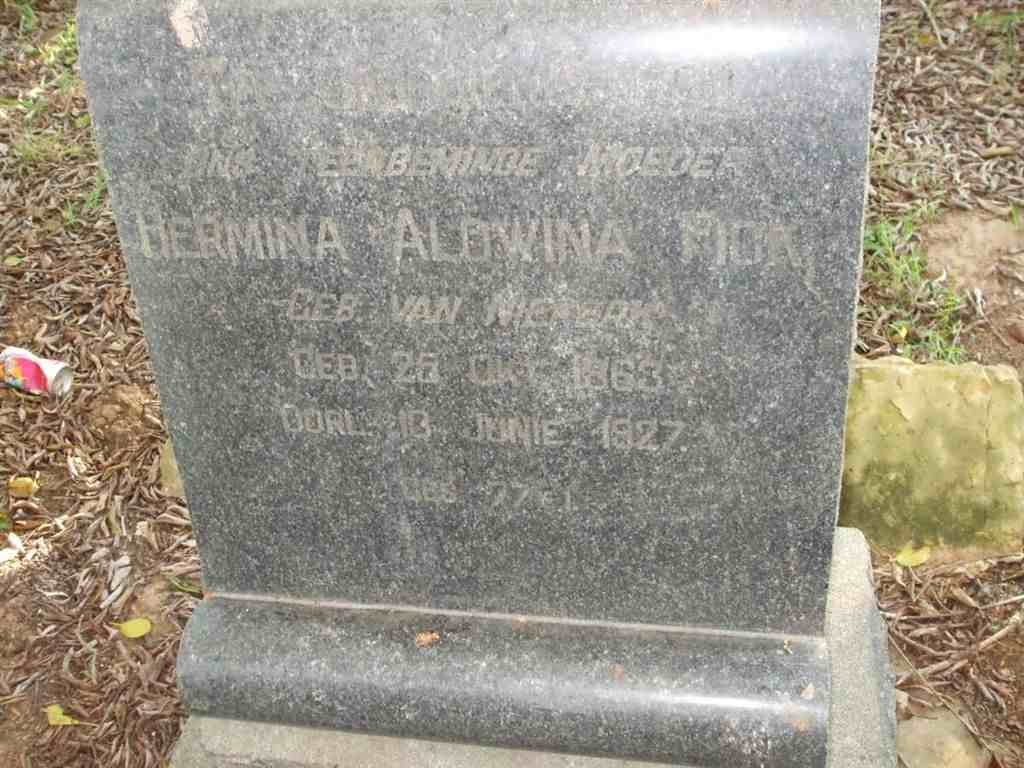 FICK Hermina Aldwina nee VAN NIEKERK 1863-1927