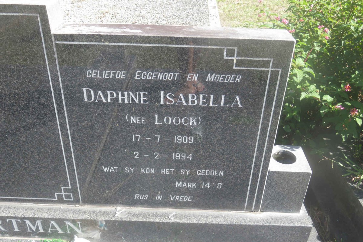 HARTMAN Johannes Jacobus Petrus 1906-2000 &amp; Daphne Isabella LOOCK 1909-1994