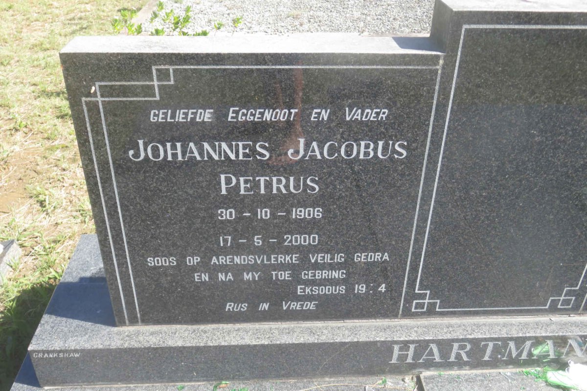 HARTMAN Johannes Jacobus Petrus 1906-2000 &amp; Daphne Isabella LOOCK 1909-1994