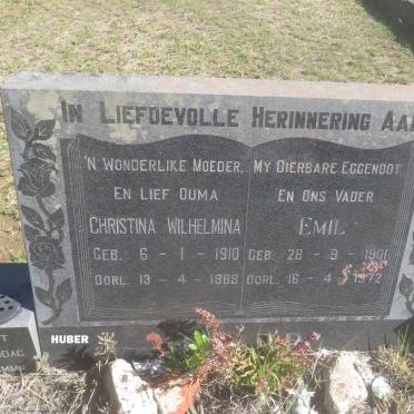 HUBER Emil 1901-1972 &amp; Christina Wilhelmina 1910-1989