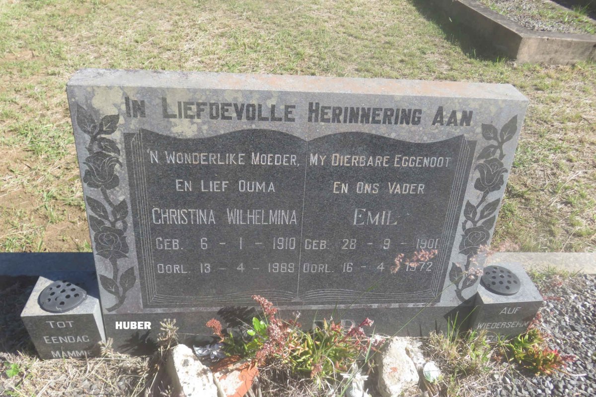 HUBER Emil 1901-1972 &amp; Christina Wilhelmina 1910-1989