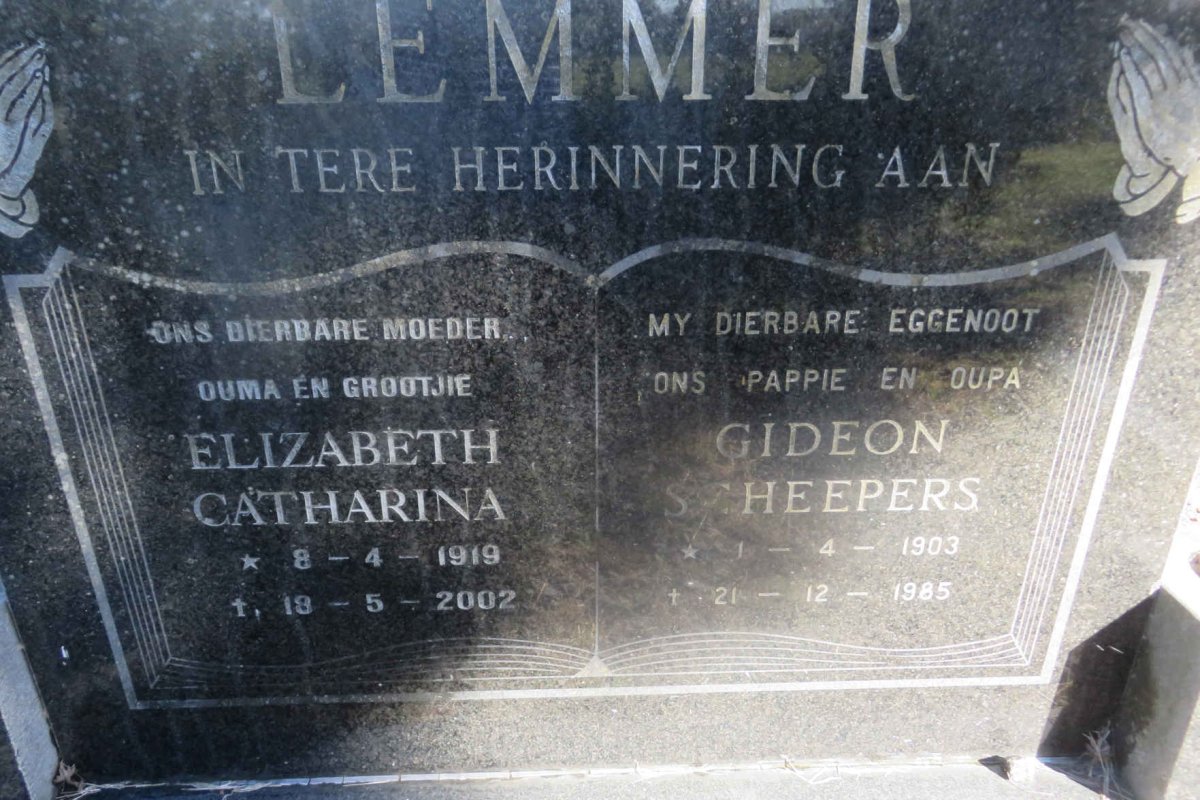 LEMMER Gideon Scheepers 1903-1985 &amp; Elizabeth Catharina 1919-2002