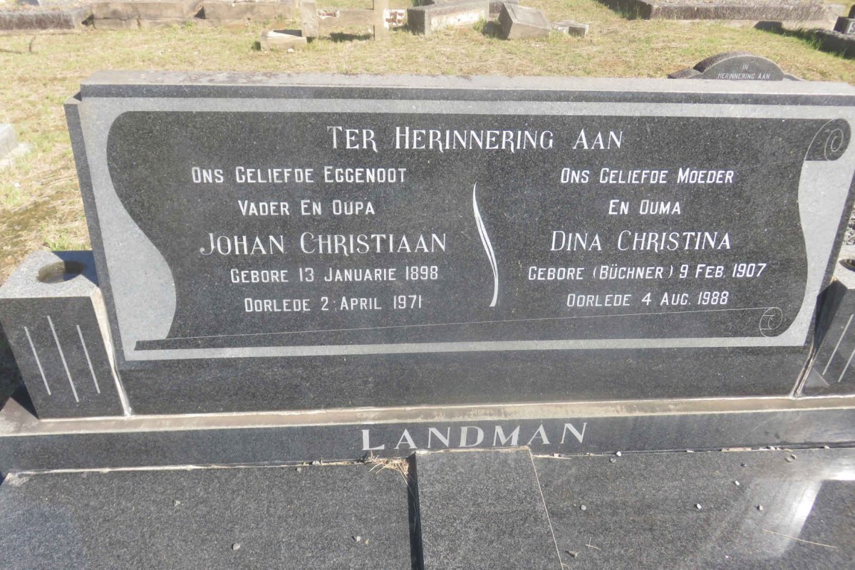 LANDMAN Johan Christiaan 1898-1971 &amp; Dina Christina BÜCHNER 1907-1988