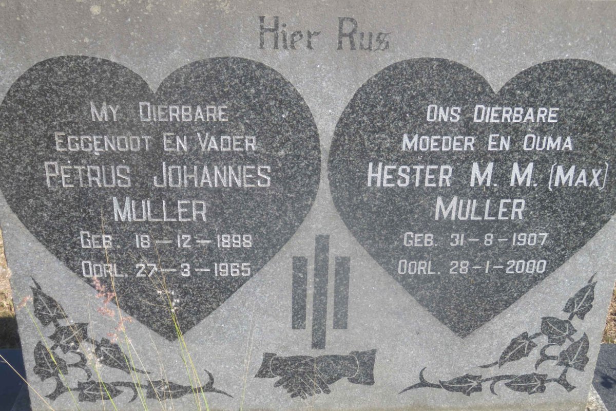 MULLER Petrus Johannes 1898-1965 &amp; Hester M.M. 1907-2000