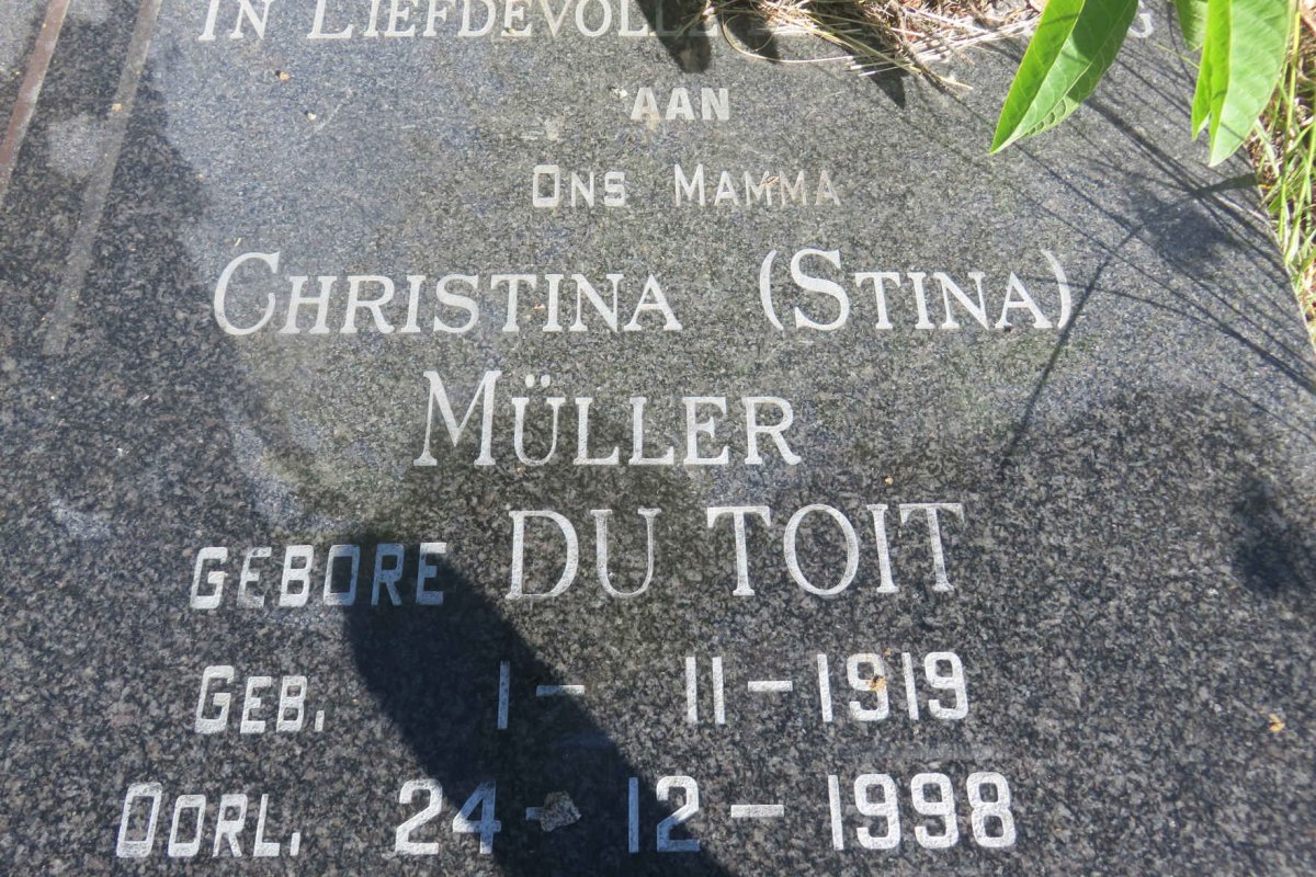 MÜLLER Ignatius Theodorus 1918-1975 &amp; Christina DU TOIT 1919-1998