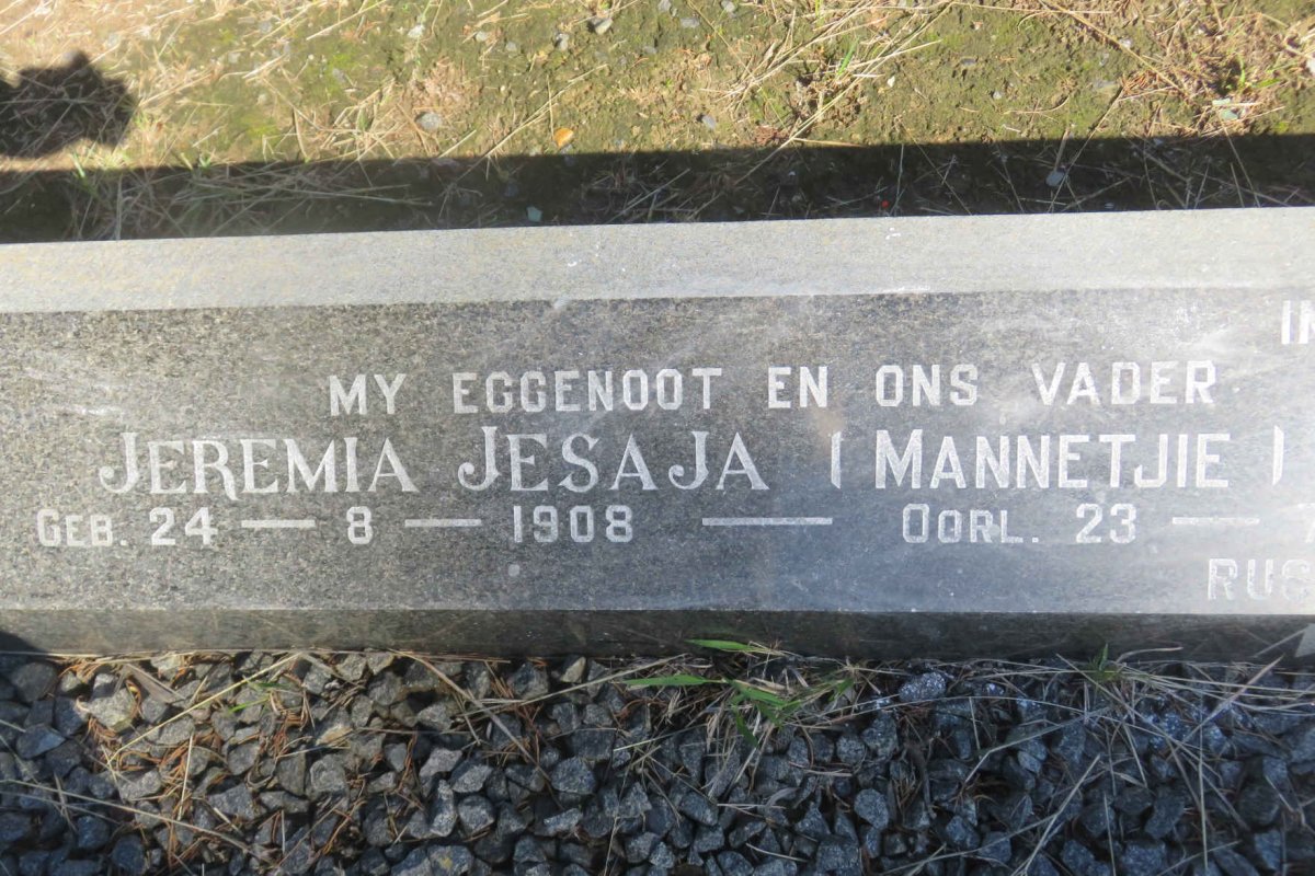 MULLER Jeremia Jesaja 1908-1978 &amp; Cornelia Jacoba 1917-2003