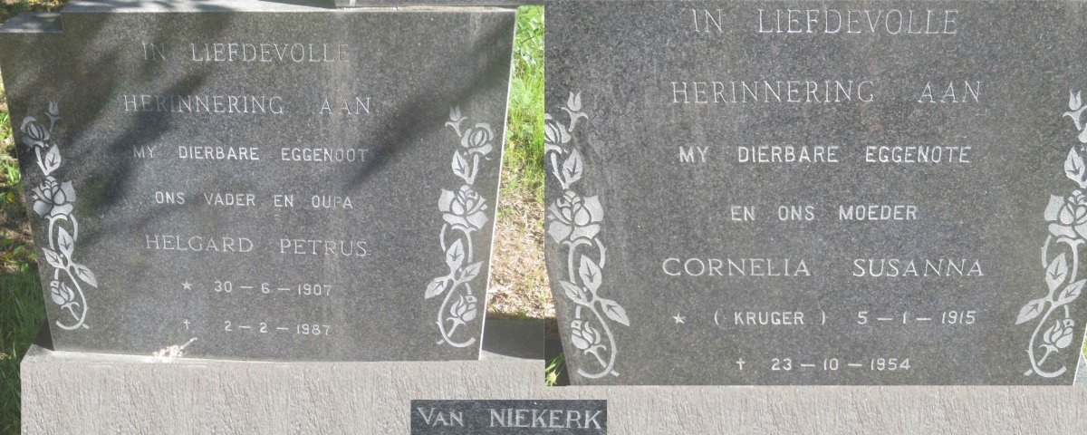 NIEKERK Helgard Petrus, van 1907-1987 &amp; Cornelia Susanna KRUGER 1915-1954