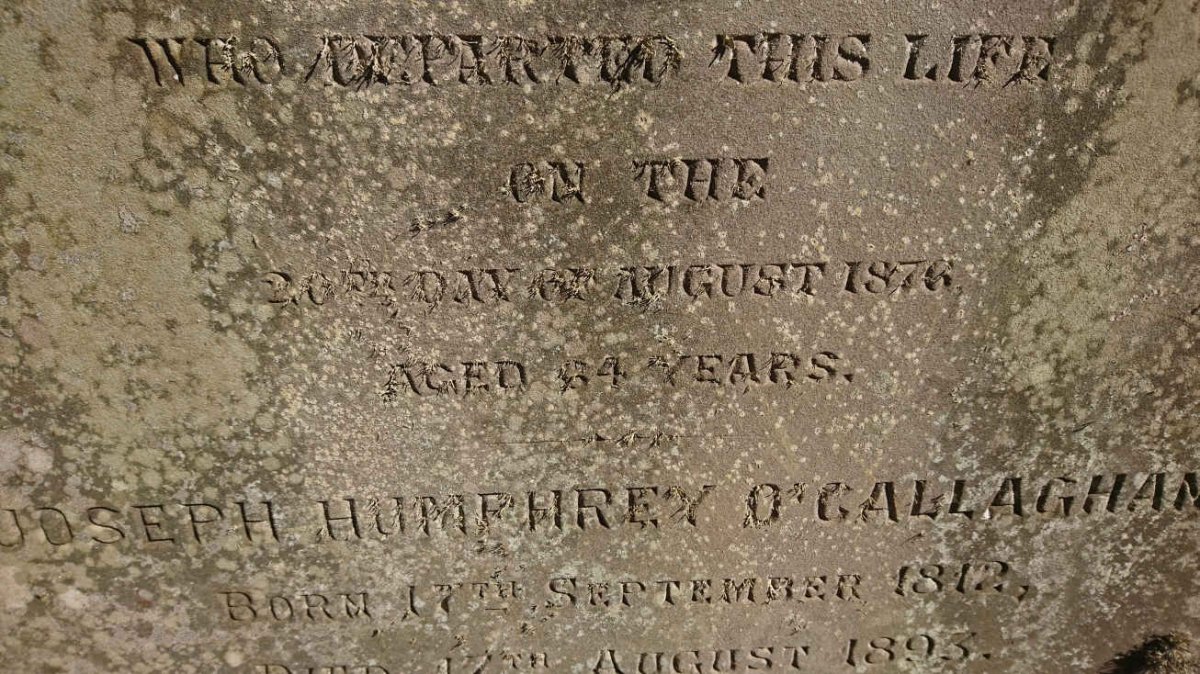 O'CALLAGHAN Joseph Humphrey 1812-1893 &amp; Adriana Elizabeth -1876