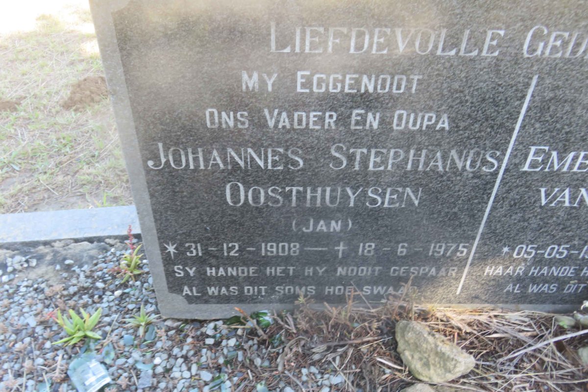 OOSTHUYSEN Johannes Stephanus 1908-1975 &amp; Emerentia Aletta VAN JAARSVELD 1918-2006