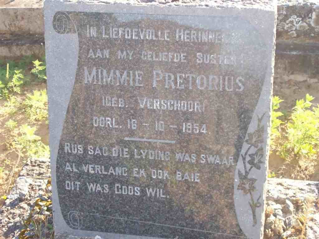 PRETORIUS Mimmie nee VERSCHOOR -1954