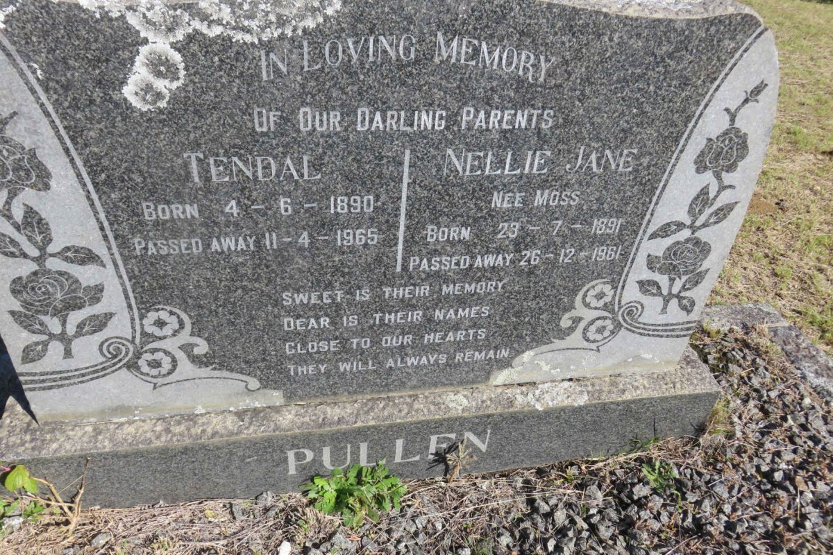 PULLEN Tendal 1890-1965 &amp; Nellie Jane MOSS 1891-1961