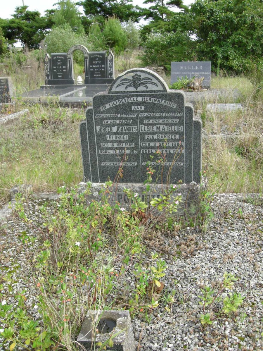 POTGIETER Jurgen Johannes 1889-1967 &amp; Elsie M.A. BAKKES 1889-195?