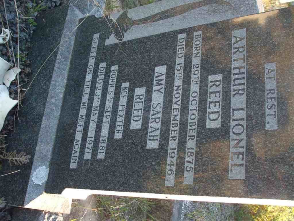 REED Arthur Lionel 1875-1946 &amp; Amy Sarah PEXTER 1881-1971