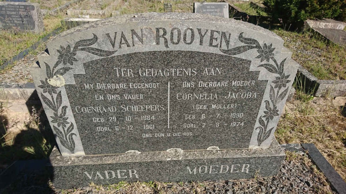 ROOYEN Coenraad Scheepers, van 1884-1961 &amp; Cornelia Jacoba MULLER 1890-1974