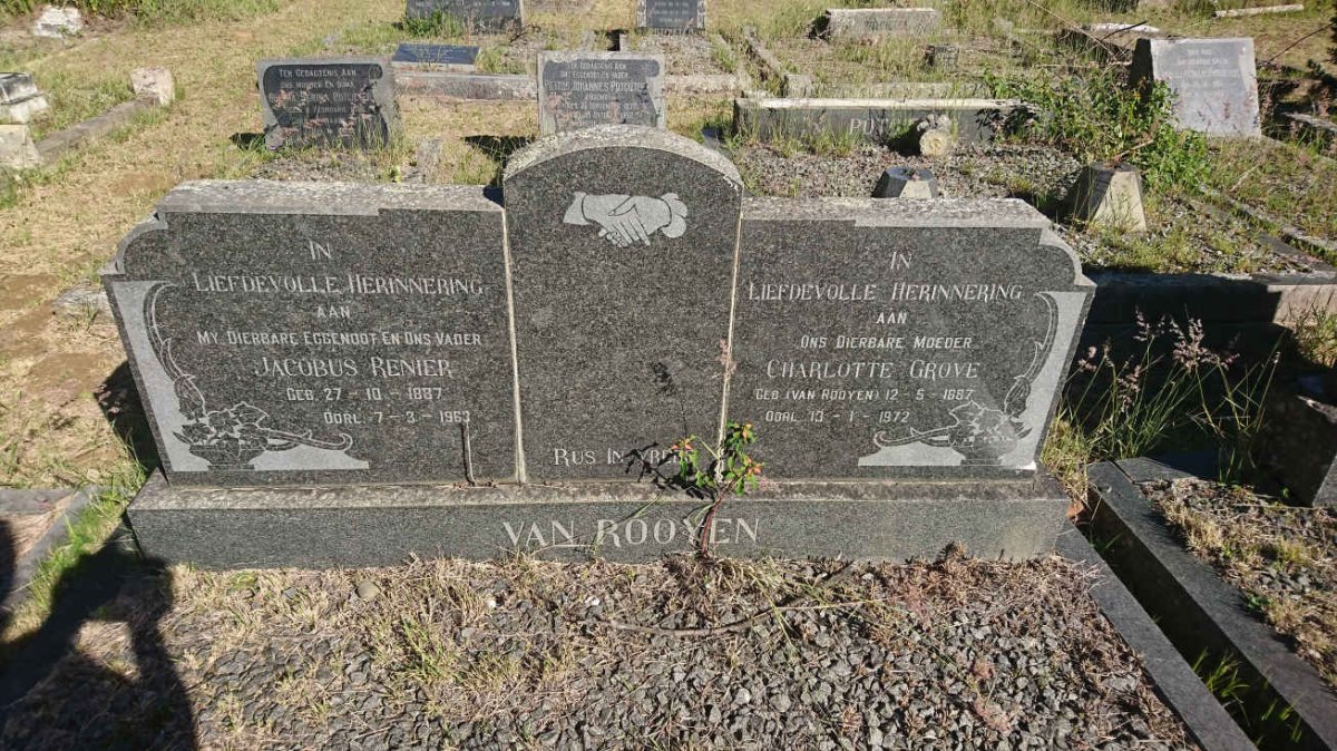 ROOYEN Jacobus Renier, van 1887-1963 &amp; Charlotte Grove VAN ROOYEN 1887-1972