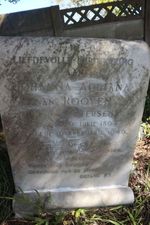 ROOYEN Johanna Adriana, van nee PETERSEN 1864-1946
