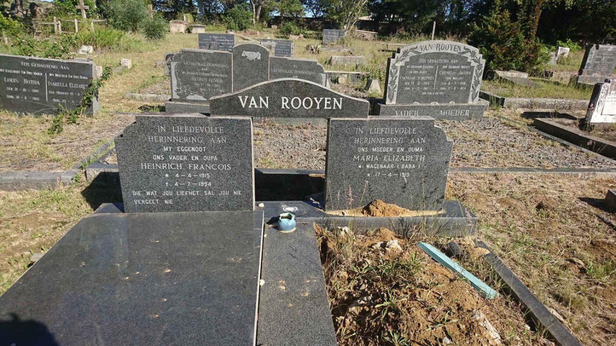 ROOYEN Heinrich Francois, van 1915-1994 &amp; Maria Elizabeth WAGENAAR 1919-