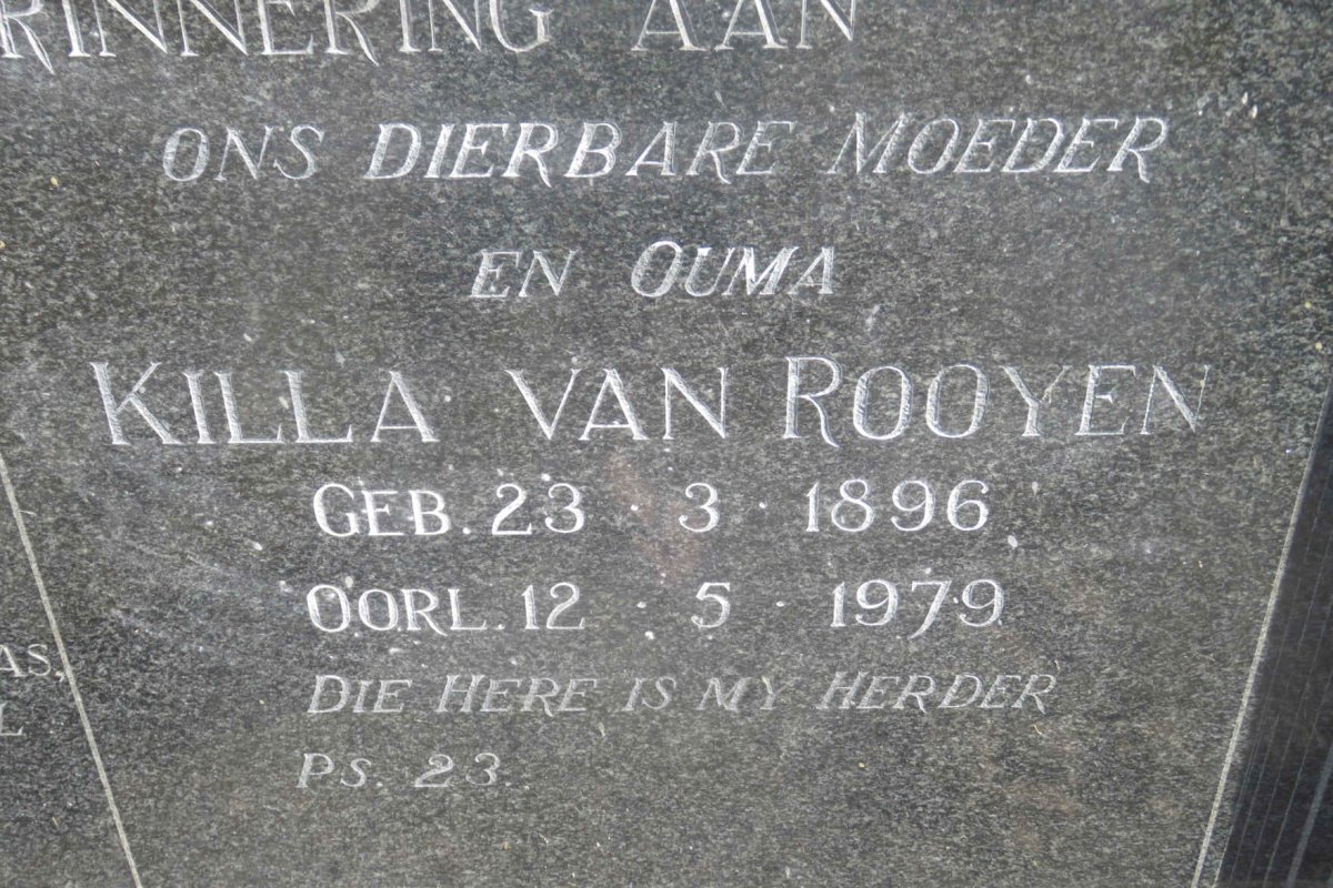 ROOYEN Albertus, van 1897-1958 &amp; Killa 1896-1979