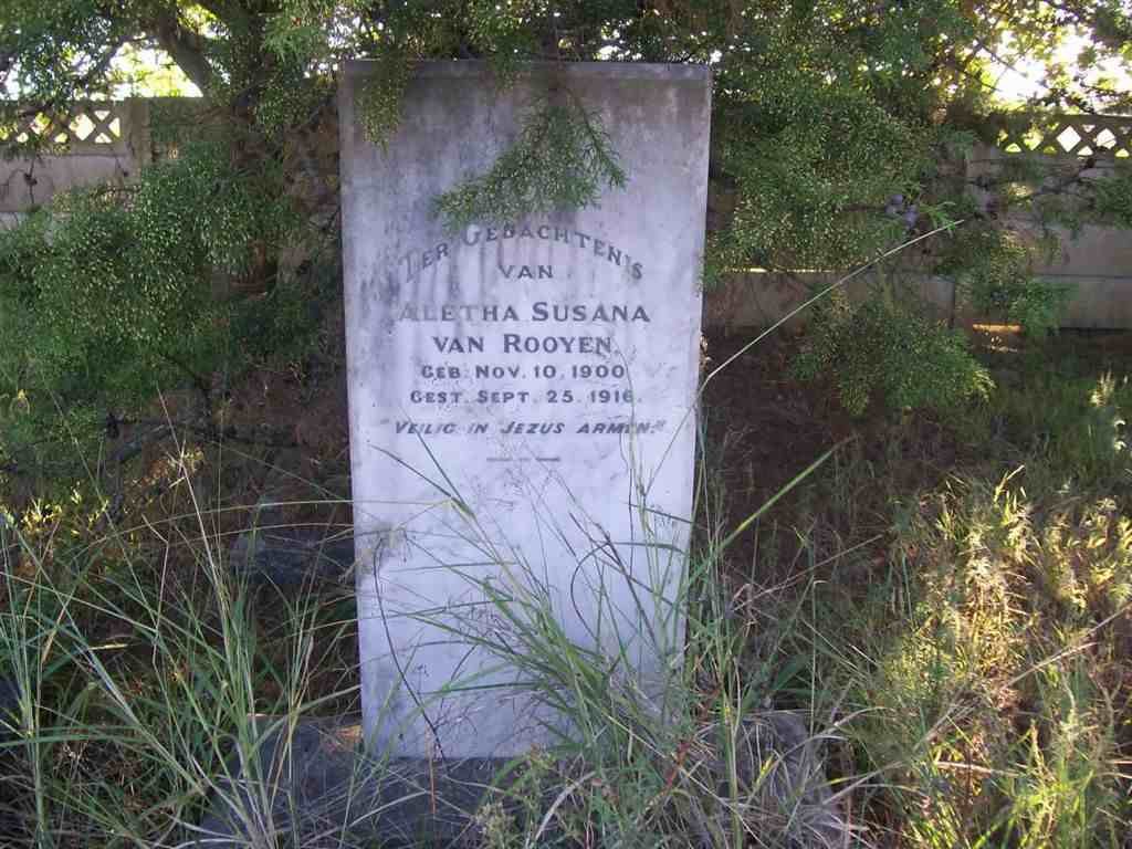 ROOYEN Aletha Susana, van 1900-1916