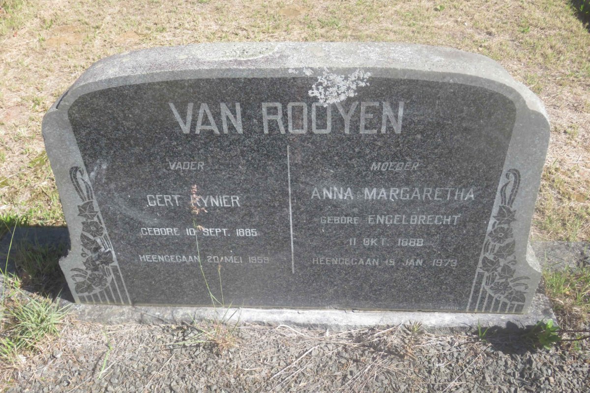 ROOYEN Gert Rynier 1885-1959 &amp; Anna Margaretha ENGELBRECHT 1888-1973