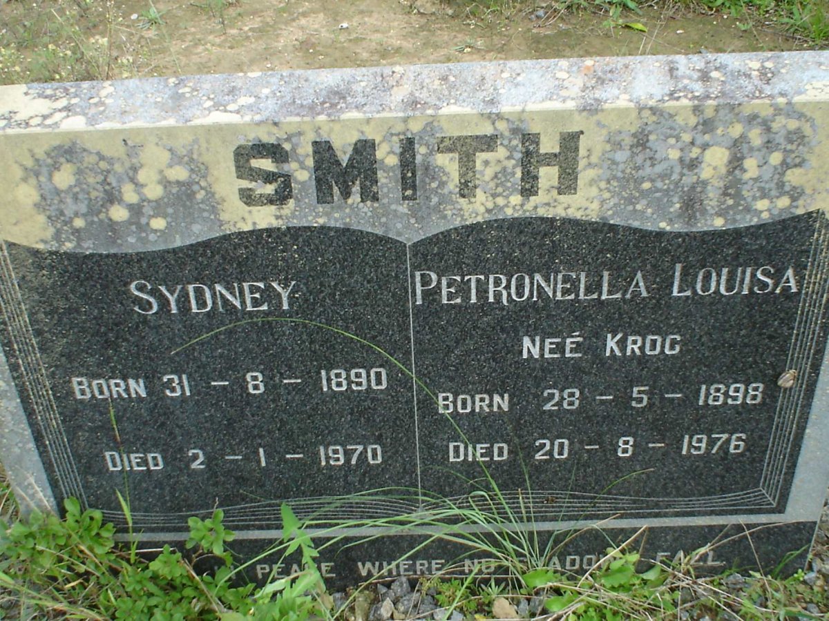 SMITH Sydney 1890-1970 &amp; Petronella Louisa KROG 1898-1976