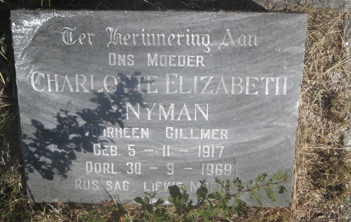 SNYMAN Charlotte Elizabeth formerly GILLMER 1917-1969
