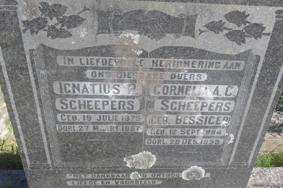 SCHEEPERS Ignatius P. 1875-1957 &amp; Cornelia A.C. BESSIGER 1884-1959