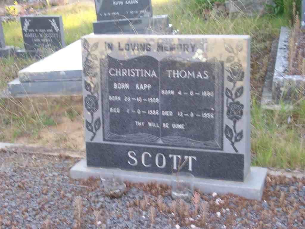 SCOTT Thomas 1880-1956 &amp; Christina KAPP 1906-1986