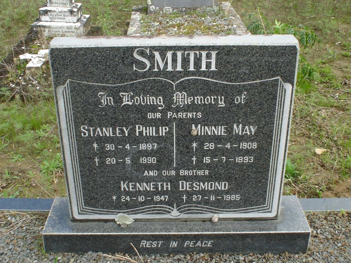 SMITH Stanley Philip 1897-1990 &amp; Minnie May 1908-1993 :: SMITH Kenneth Desmond 1947-1985