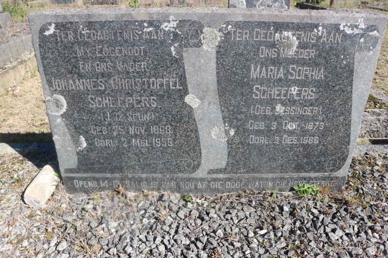 SCHEEPERS Johannes Christoffel 1868-1955 &amp; Martha Sophia BESSINGER 1873-1966