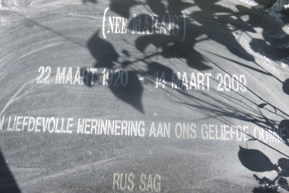 SCHEEPERS Maria Magdalena nee MARAIS 1920-2009