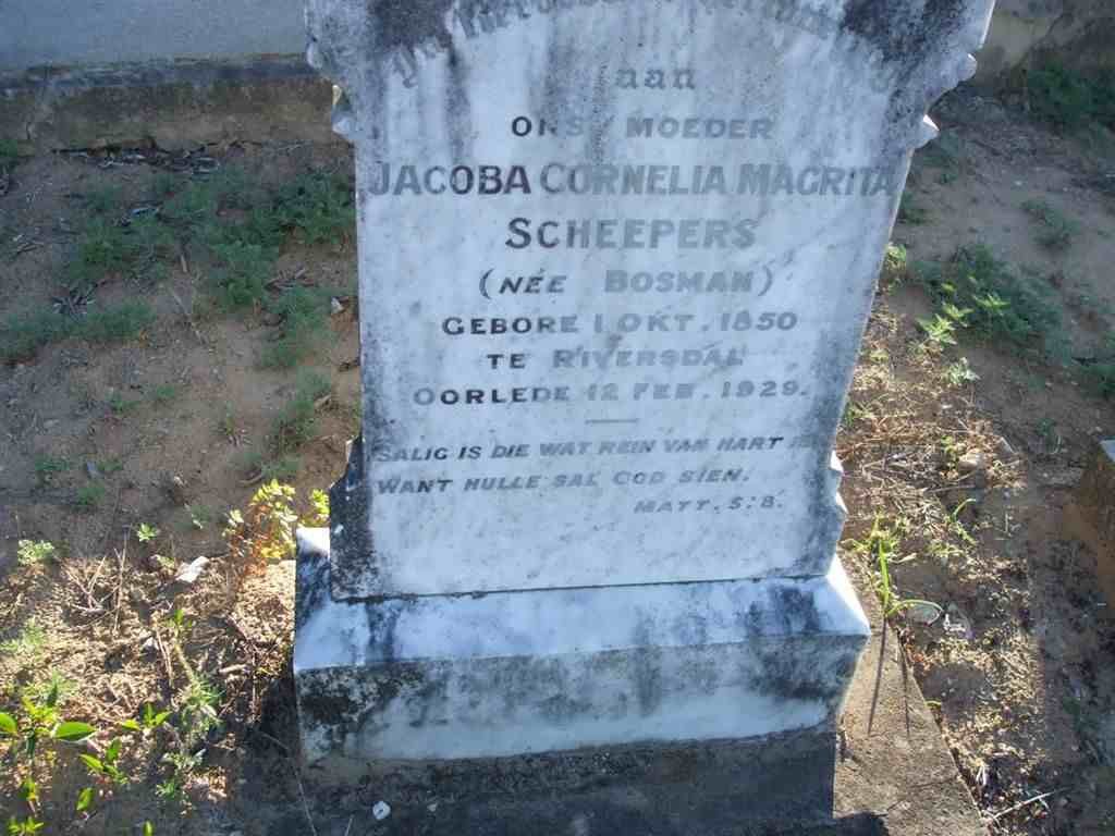 SCHEEPERS Jacoba Cornelia Magrita nee BOSMAN 1850-1929