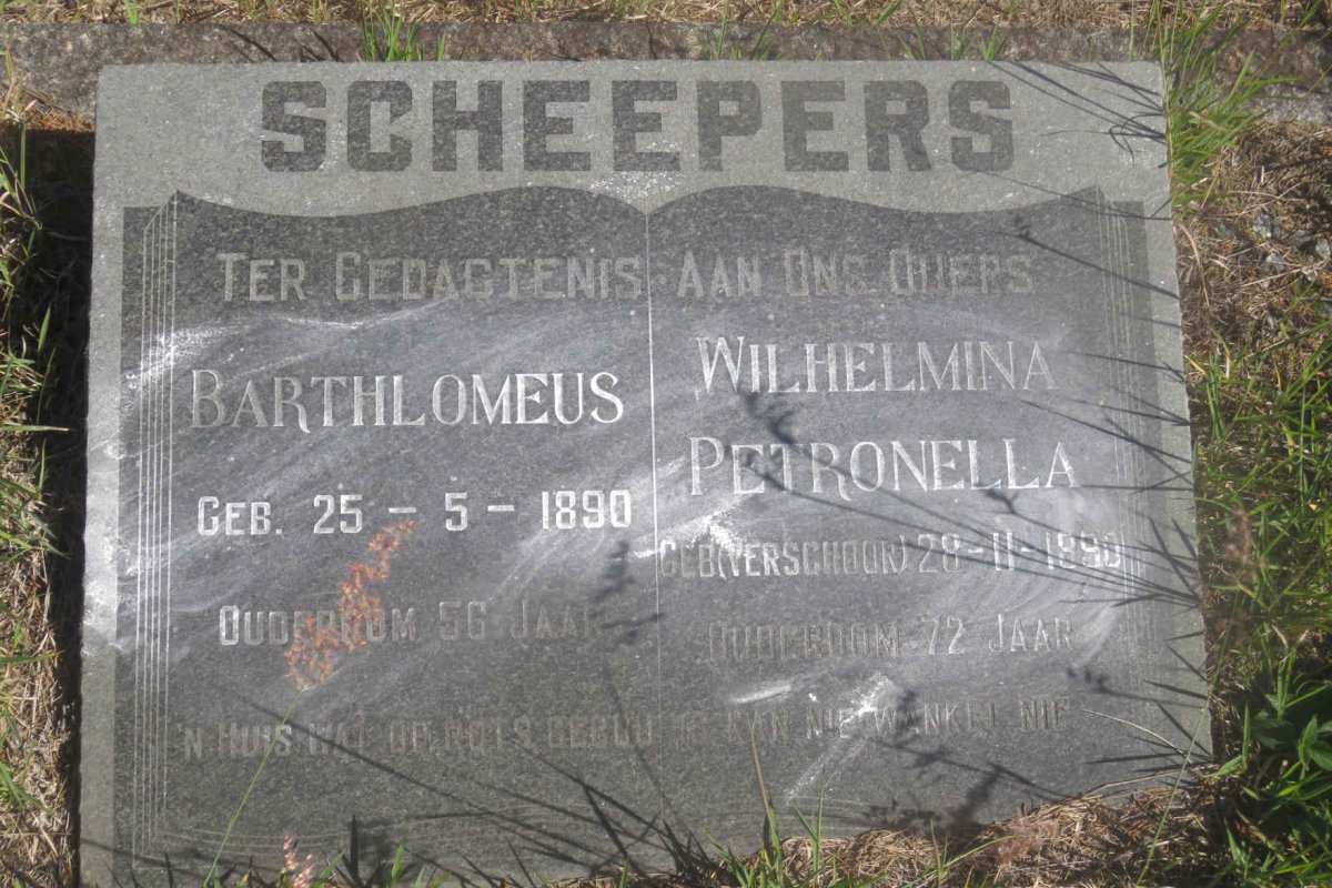 SCHEEPERS Barthlomeus 1890- &amp; Wilhelmina Petronella VERSCHOOR 1890-
