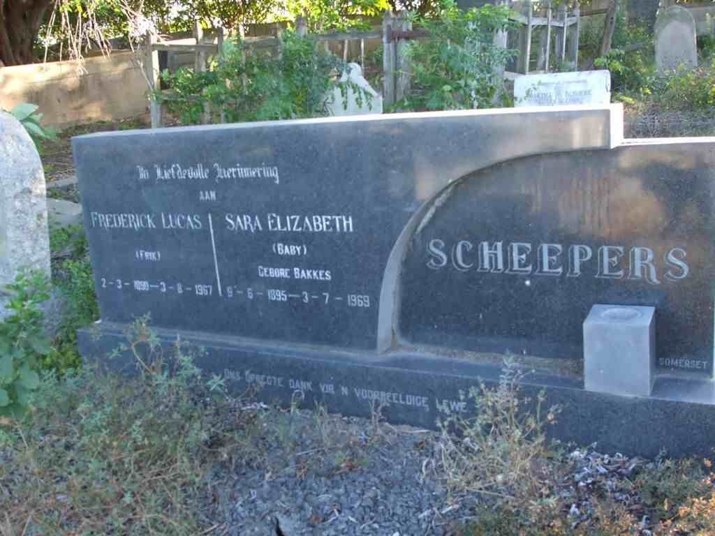 SCHEEPERS Frederick Lucas 1890-1967 &amp; Sara Elizabeth BAKKES 1895-1969