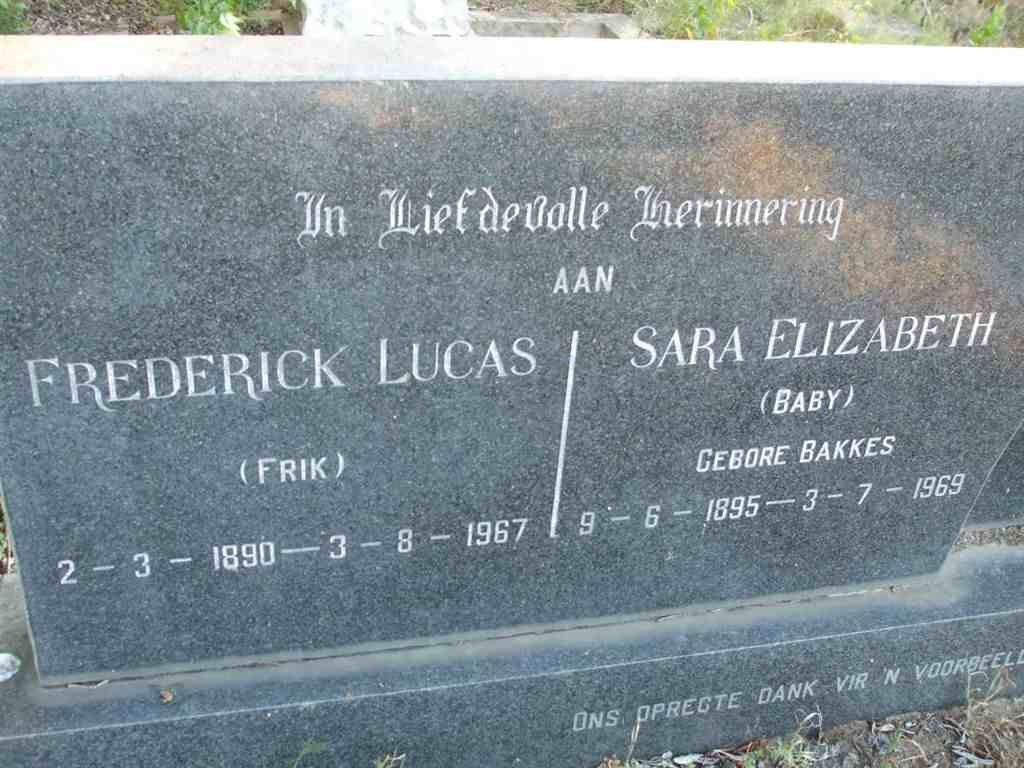 SCHEEPERS Frederick Lucas 1890-1967 &amp; Sara Elizabeth BAKKES 1895-1969