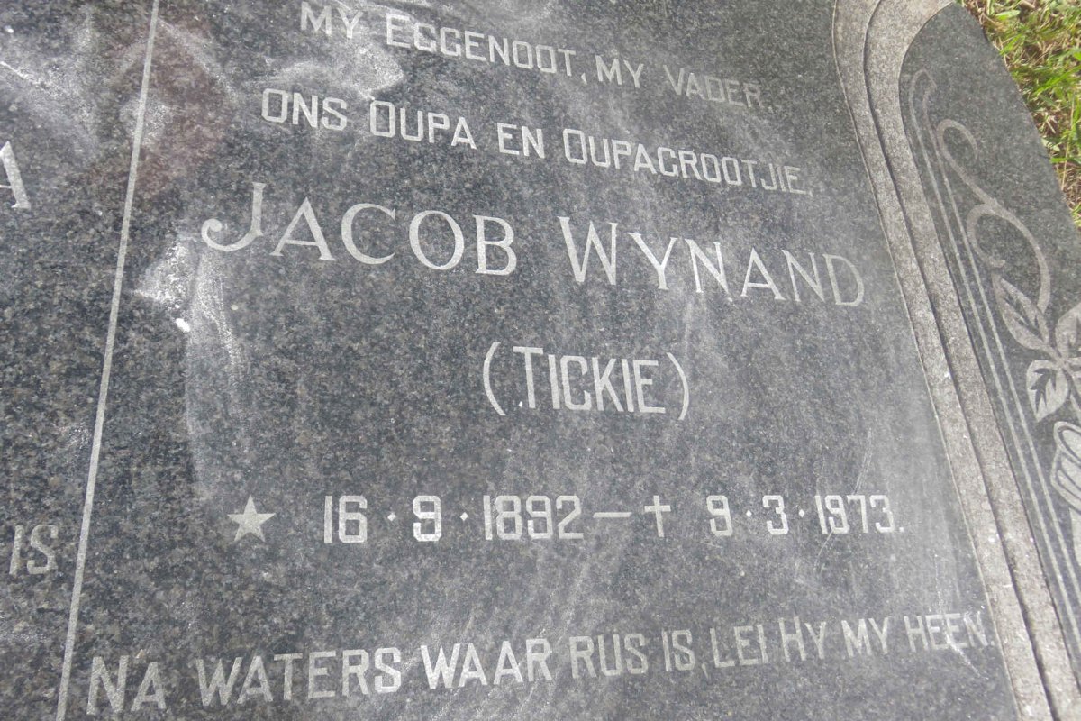 ? Jacob Wynand 1892-1973 &amp; Martha Sophia VAN HEERDEN 1891-1977