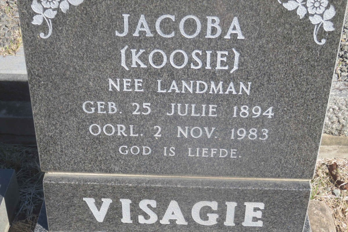 VISAGIE Jacoba nee LANDMAN 1894-1983