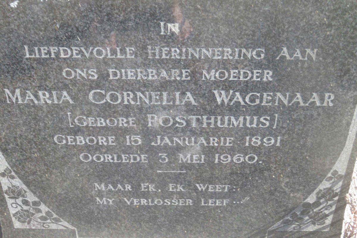 WAGENAAR Maria Cornelia nee POSTHUMUS 1891-1960
