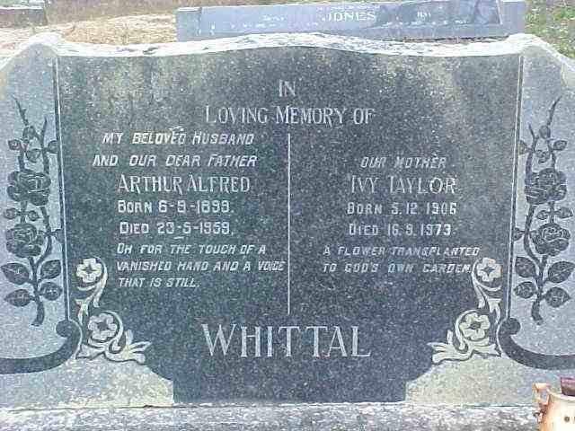 WHITTAL Arthur Alfred 1899-1959 &amp; Ivy TAYLOR 1906-1973