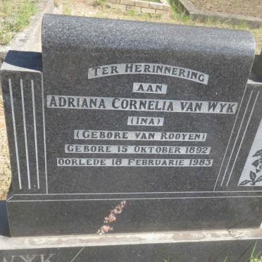 WYK Albertus Petrus, van 1890-1947 &amp; Adriana Cornelia VAN ROOYEN 1892-1983