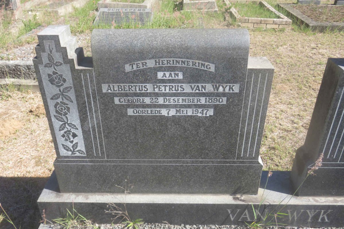 WYK Albertus Petrus, van 1890-1947 &amp; Adriana Cornelia VAN ROOYEN 1892-1983