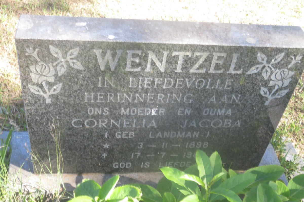 WENTZEL Cornelia Jacoba nee LANDMAN 1898-19??