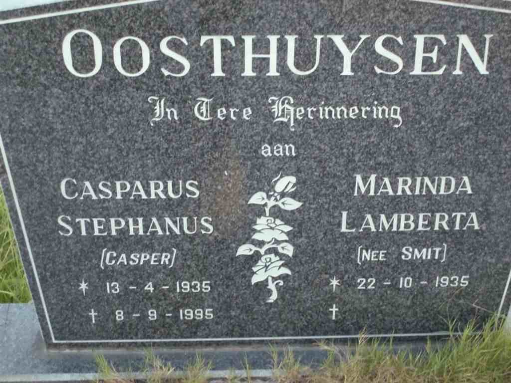 OOSTHUYSEN Casparus Stephanus 1935-1995 &amp; Marinda Lamberta SMIT 1935-