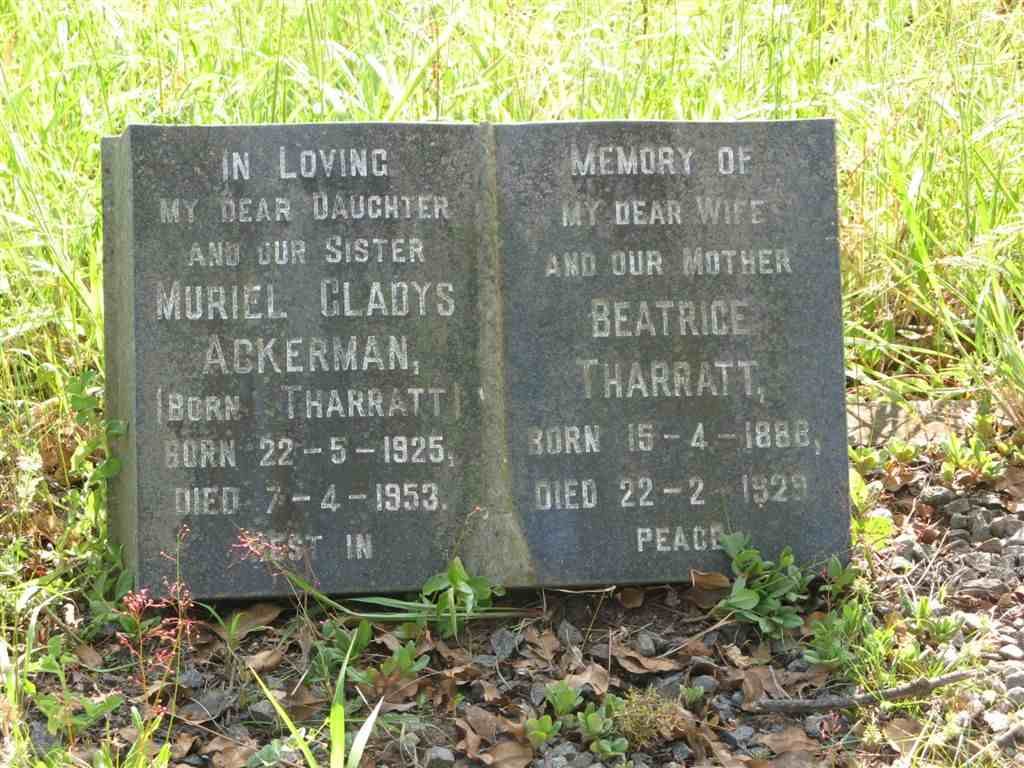 ACKERMAN Muriel Gladys nee THARRATT 1925-1953 :: THARRATT Beatrice 1888-1929