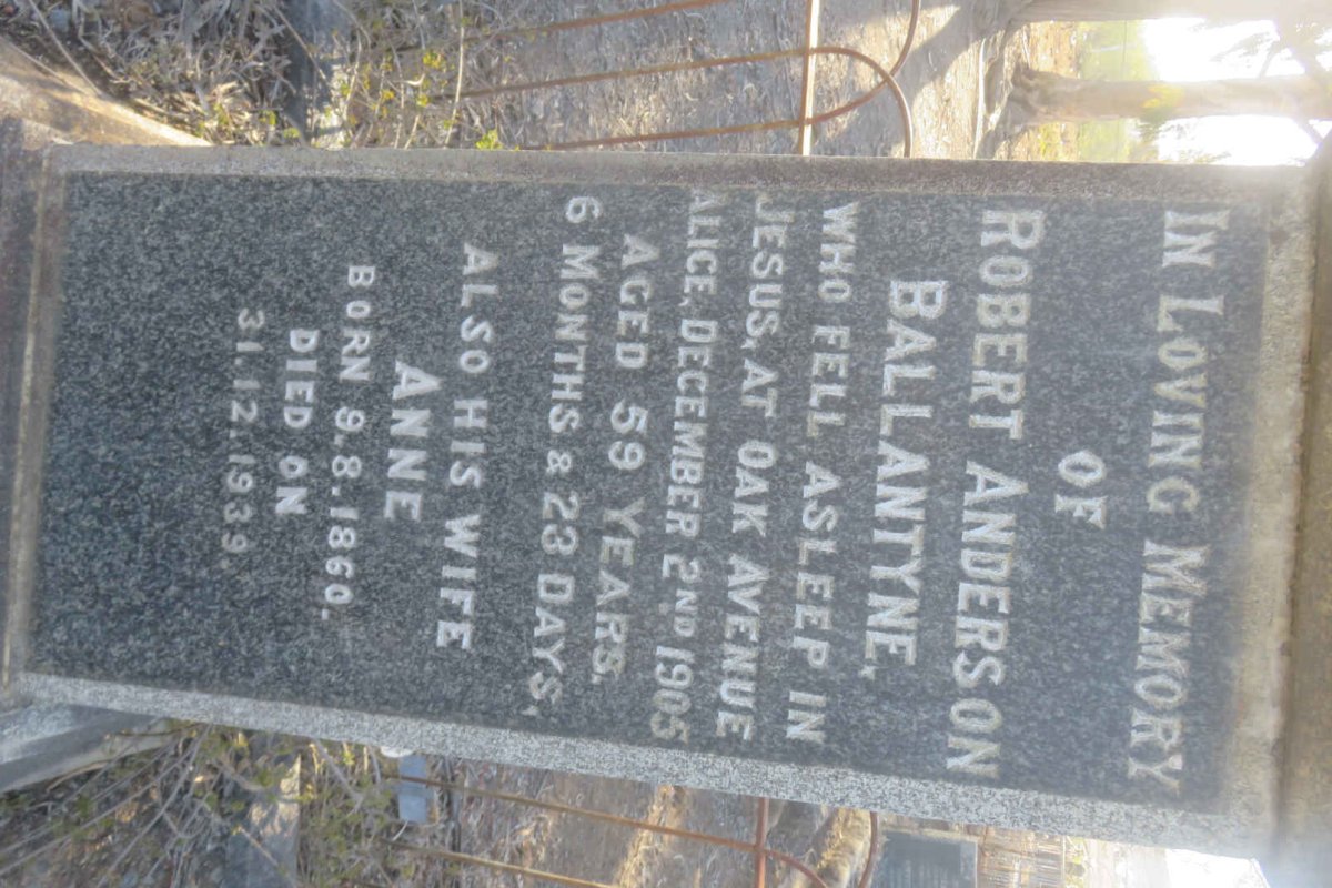 BALLANTYNE Robert Anderson -1905 &amp; Anne 1860-1939
