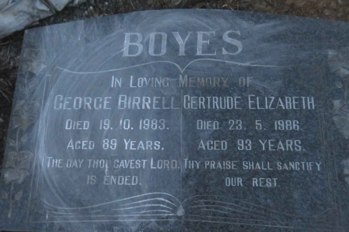BOYES George Birrell -1983 &amp; Gertrude Elizabeth -1986