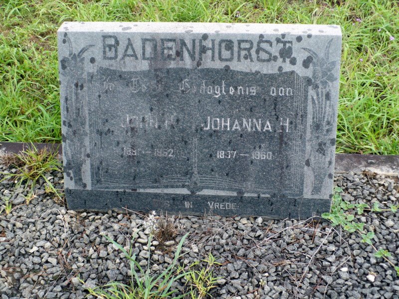 BADENHORST John H. 1891-1952 &amp; Johanna H. 1897-1960