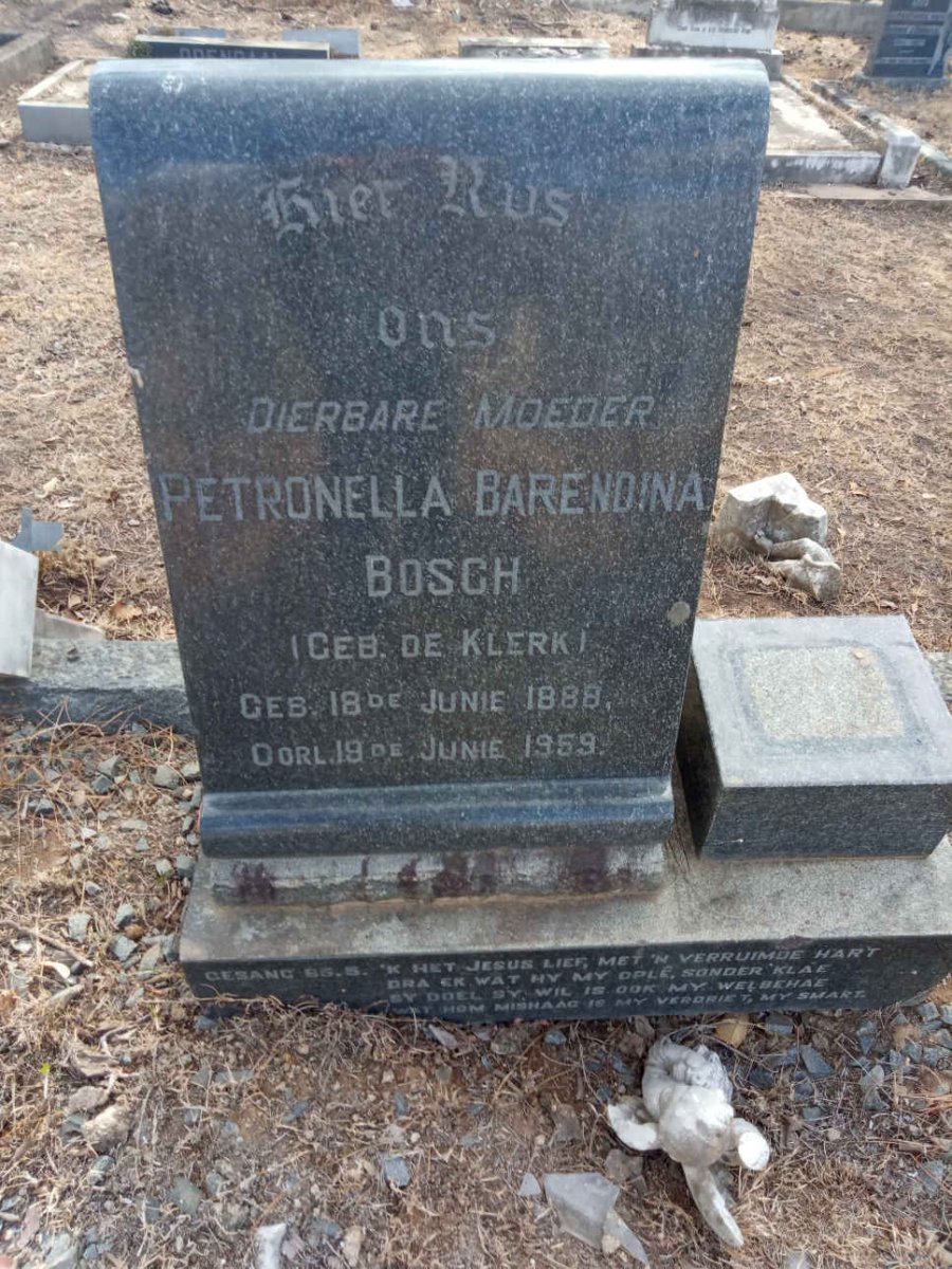 BOSCH Petronella Barendina nee DE KLERK 1888-1959