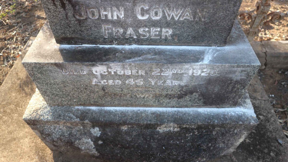 FRASER John Cowan -1926 &amp; Gladys Elizabeth 1882-1944