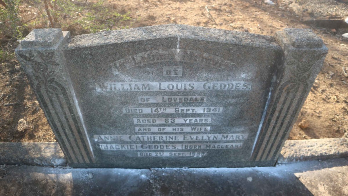 GEDDES William Louis -1941 &amp; Annie Catherine Evelyn Mary MACLEAN -1953